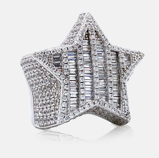 Iced Star Ring with Baguettes