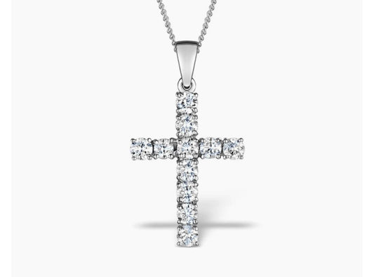 Silver Clouded Cross Necklace